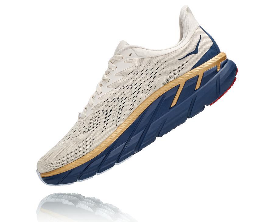 Zapatillas Running Hoka One One Hombre - Clifton 7 - Blancas/Azules - UAV801526